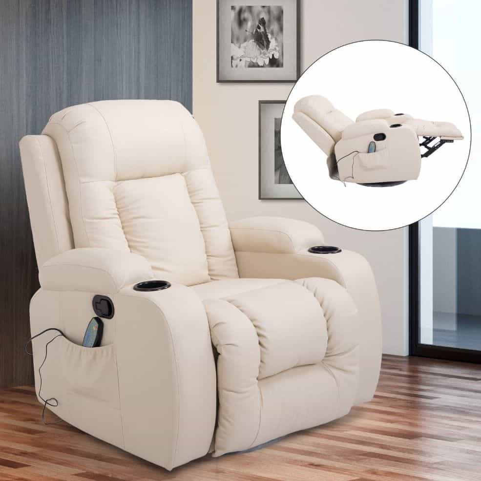 HOMCOM Deluxe Faux Leather Massage Reclining Chair